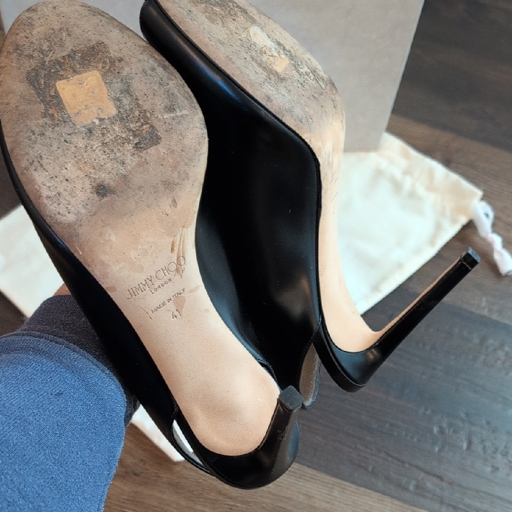 Jimmy Choo Black Peep Toe Heels - Picture 3 of 3